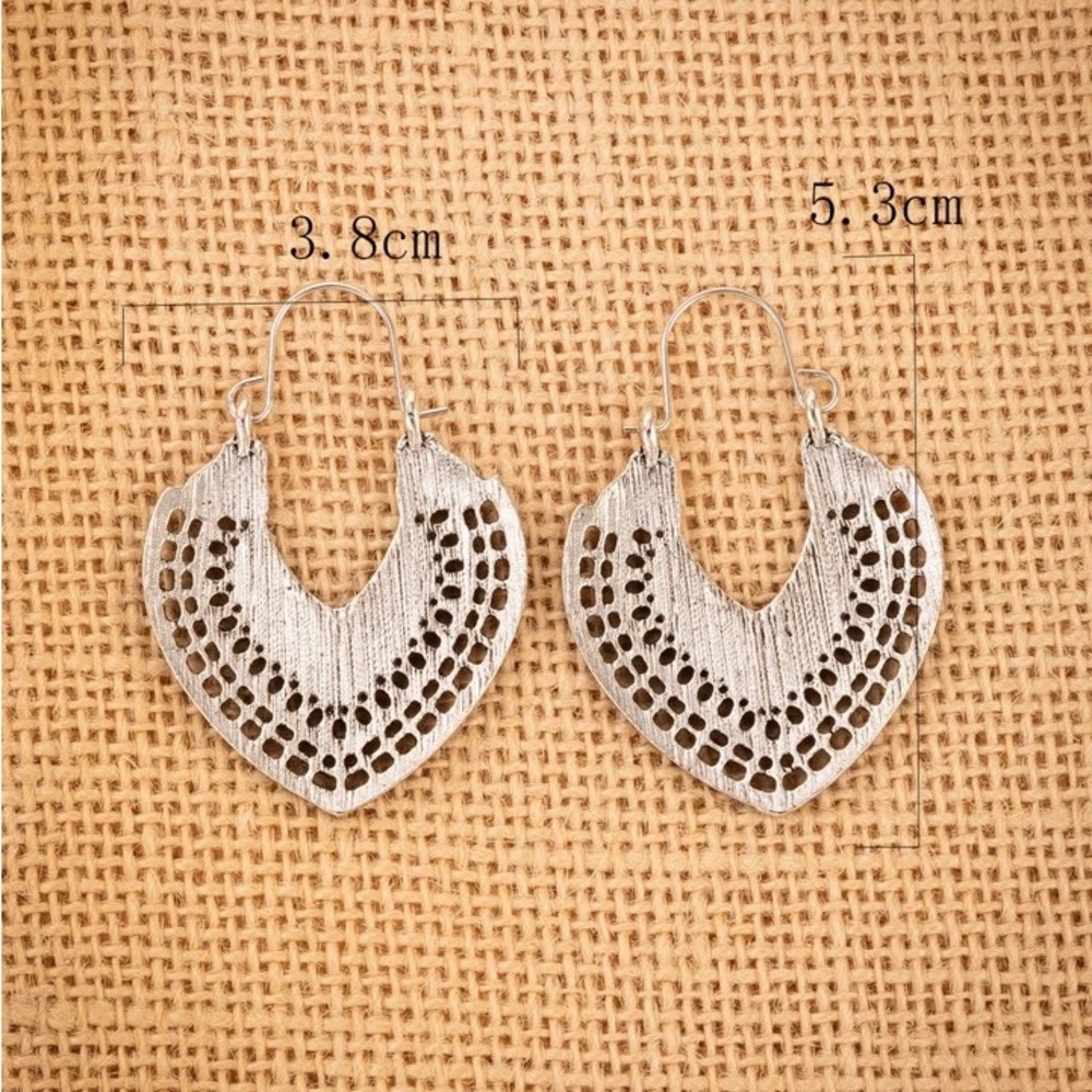 New Bohemian Summer Beach Cut Out Vintage Style Ethnic Drop Hoop Earrings - Picture 14 of 14
